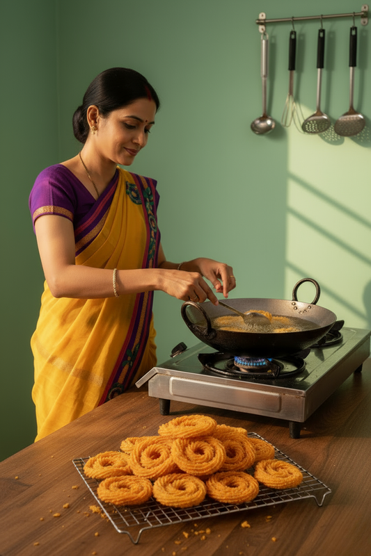 Murukku (Twisted Rice & Dal Crunch)