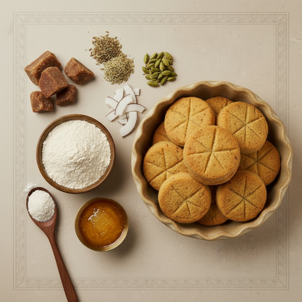 Thekua (Whole Wheat Jaggery Cookie)